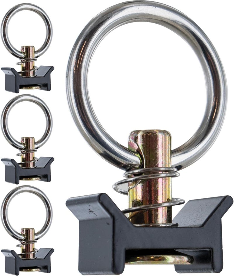 US Cargo Control L Track Single Stud Fitting with Round Ring - 4 Pack - Image 1