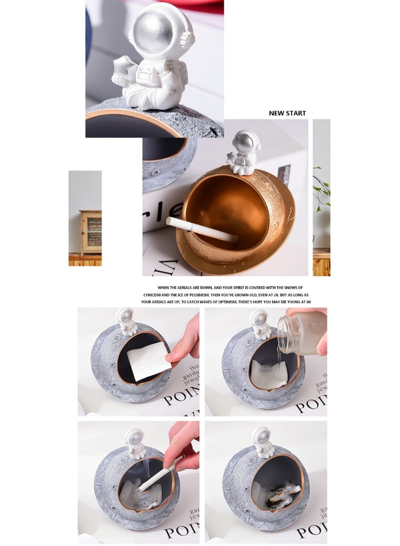 Gray Moon Landing Astronaut Ornaments Desktop Trash Can Windproof Space Astronaut Ornaments Suitable For Home Car Office Decoration Desktop - Image 3