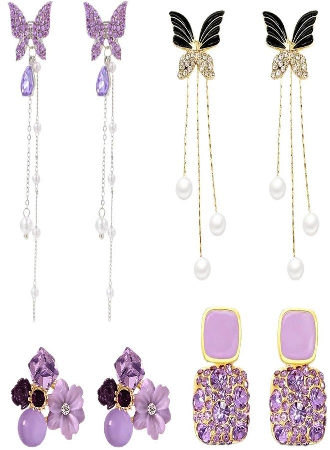 Elrose - 4 Pair of Korean Style Earrings for Girls| Earrings Combo Set for Women - Casual & Office Wearable Earrings - Image 1