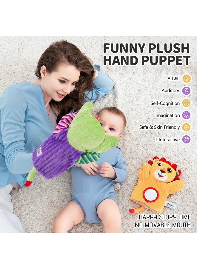 Jollybaby - Hand Puppets Baby Toy 0-6-12 Months, Plush Stuffed Animal Hand Puppets Toys For Kids，Sensory Doll With Rattle And Mirror For Toddler，Social Emotional Play Therapy Toys For Boy Girl Gift - Image 1