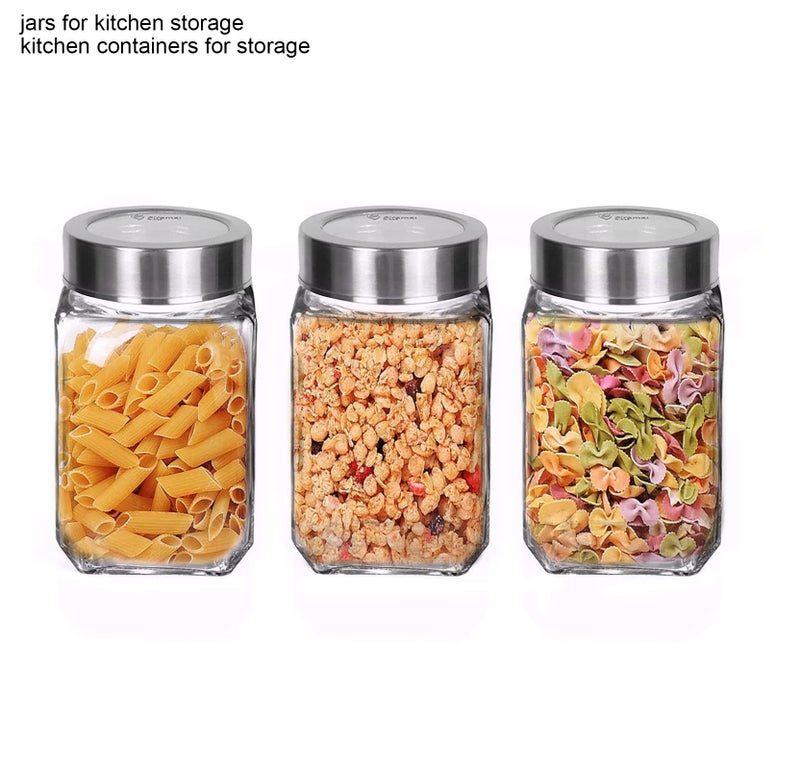 Brezzycloud Piraml Glass Cubical Square Transparent Glass Jars & Containers for Kitchen Pantry, Masala, Honey, Jams, Pickles, Cookies, Dry Fruits, Coffee Beans Storage with Lid (300ml, Set Of 6) - Image 5