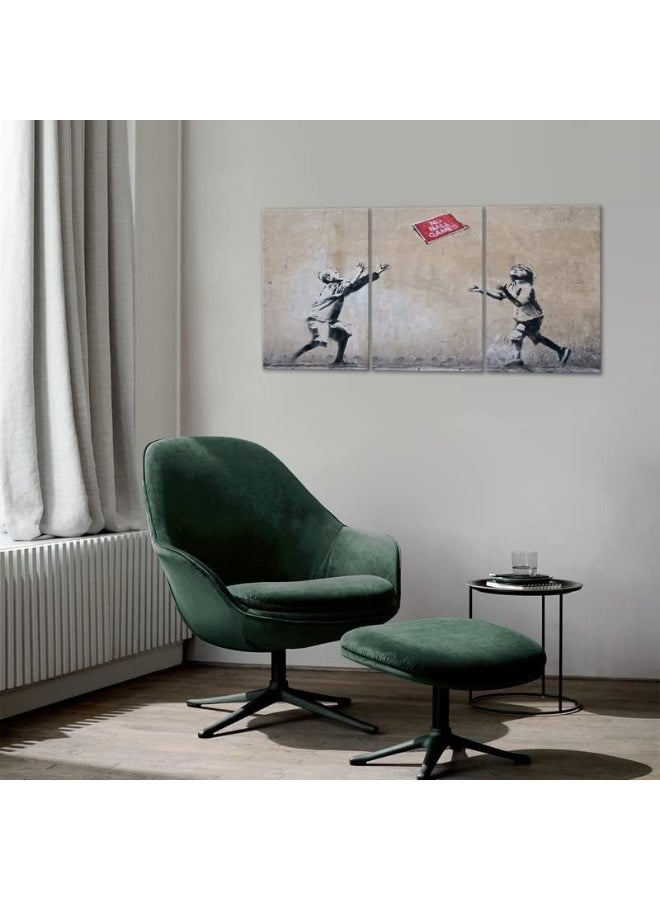 KAWAHONE Abstract Canvas Wall Art-Banksy Wall Art-Banksy No Ball Games Graffiti & Street Art Urban for Living Room, Bedroom, Office-24x36 Inchx3pcs - Image 2