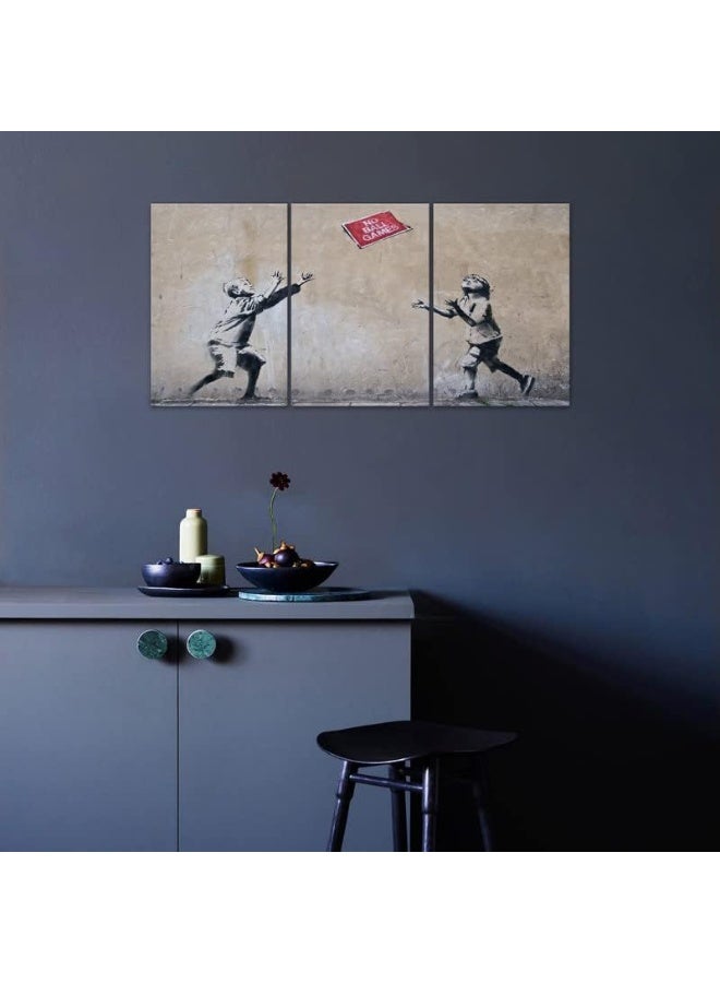 KAWAHONE Abstract Canvas Wall Art-Banksy Wall Art-Banksy No Ball Games Graffiti & Street Art Urban for Living Room, Bedroom, Office-24x36 Inchx3pcs - Image 4
