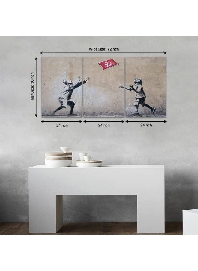 KAWAHONE Abstract Canvas Wall Art-Banksy Wall Art-Banksy No Ball Games Graffiti & Street Art Urban for Living Room, Bedroom, Office-24x36 Inchx3pcs - Image 5