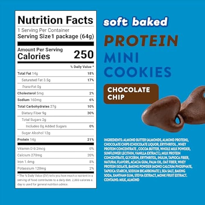 HighKey Protein Chocolate Chip Cookies - Low Sugar, High Protein Keto Snack 3-Pack, 2.25oz, Low Carb Gluten Free Cookies with Oat Fiber, Healthy Sweet Treat - Image 2