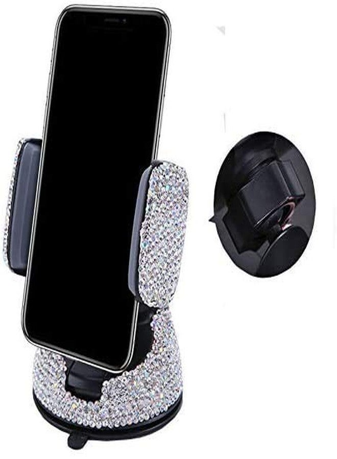 Bestbling Ergonflow Luxury Rhinestone Bling Car Stand Phone Holder, Compatible with Air Vent or Dashboard, Fits iPhone X, 8, 7 Plus, 6, 6 Plus, SE, 5S, 5, 4S, 4 (Silver) - Image 1