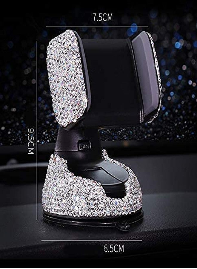 Bestbling Ergonflow Luxury Rhinestone Bling Car Stand Phone Holder, Compatible with Air Vent or Dashboard, Fits iPhone X, 8, 7 Plus, 6, 6 Plus, SE, 5S, 5, 4S, 4 (Silver) - Image 3