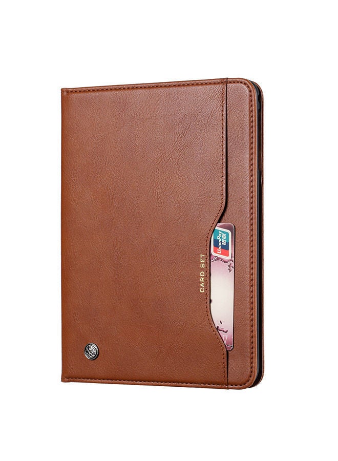 NIBEMINENT Protective Flip Case Cover With Wallet Card Slot For Samsung Galaxy Tab A 8 2019 P200 / P205 Brown  - Image 1