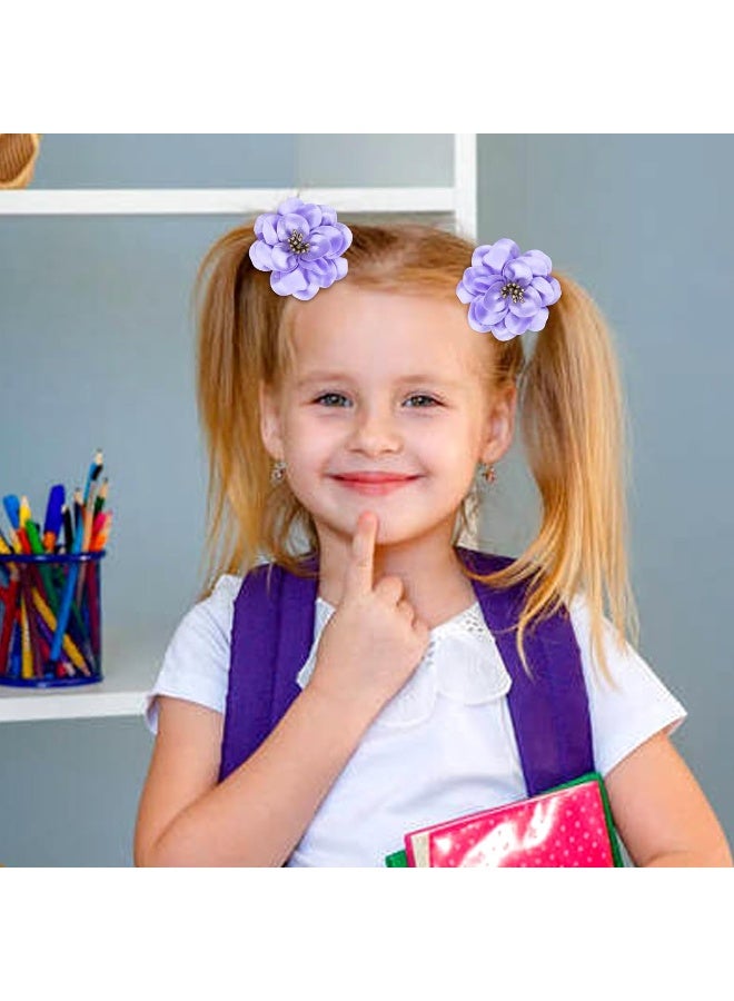 Cinaci 20 Pieces 6cm/2.4" Solid Satin Flower Hair Ties Floral Hair Scrunchies Rubber Bands Elastics Ropes Pigtail Ponytail Holders Hair Accessories for Baby Girls Infants Toddlers Kids Teens - Image 3