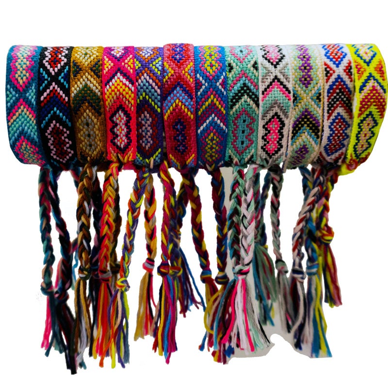 Tangser Woven Friendship Bracelets, Braided Bracelets String, Adjustable Nepal Braceletï¼ŒMexico Wave Anklet for Best Friends Kids Women Girls Kids Men, Assorted Colorfulï¼ˆ12PCSï¼‰ - Image 1
