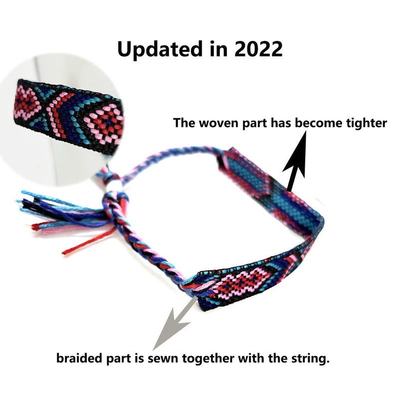 Tangser Woven Friendship Bracelets, Braided Bracelets String, Adjustable Nepal Braceletï¼ŒMexico Wave Anklet for Best Friends Kids Women Girls Kids Men, Assorted Colorfulï¼ˆ12PCSï¼‰ - Image 2