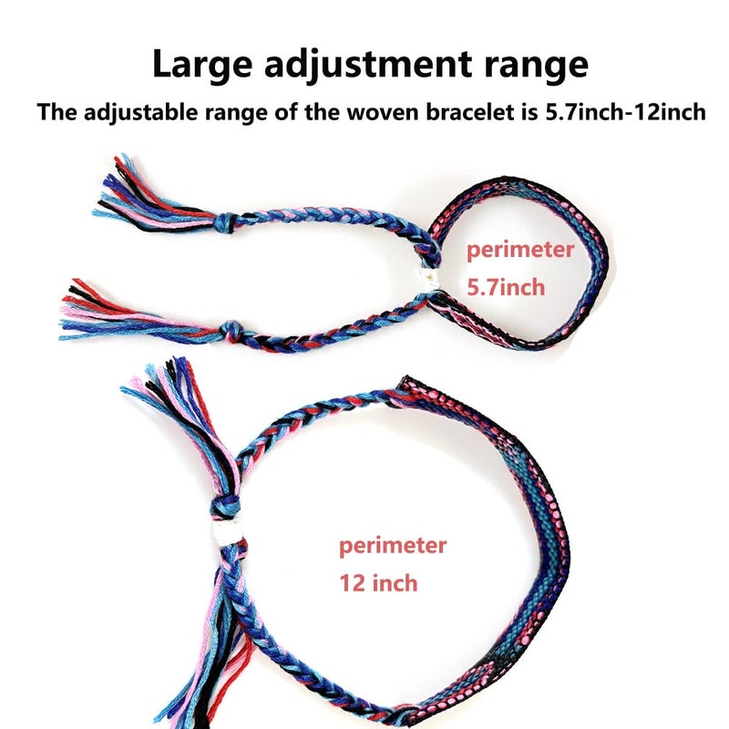 Tangser Woven Friendship Bracelets, Braided Bracelets String, Adjustable Nepal Braceletï¼ŒMexico Wave Anklet for Best Friends Kids Women Girls Kids Men, Assorted Colorfulï¼ˆ12PCSï¼‰ - Image 3