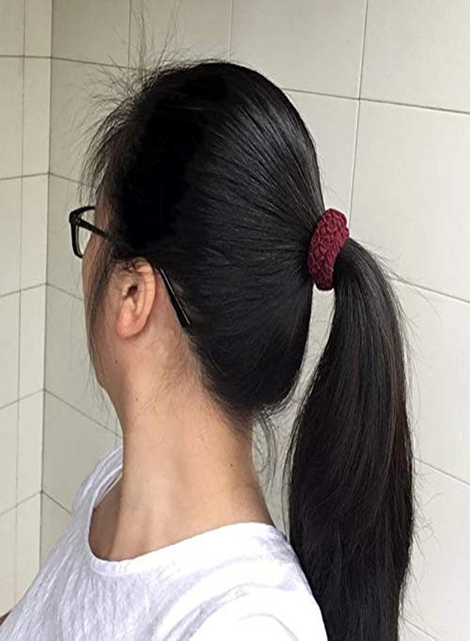 Fairytale Multi-Colour Thick Soft Cotton Stretchable Hair Rubber Bands Ponytail Holder for Girls/Womens. Size Medium. (Pack of 5). - Image 5