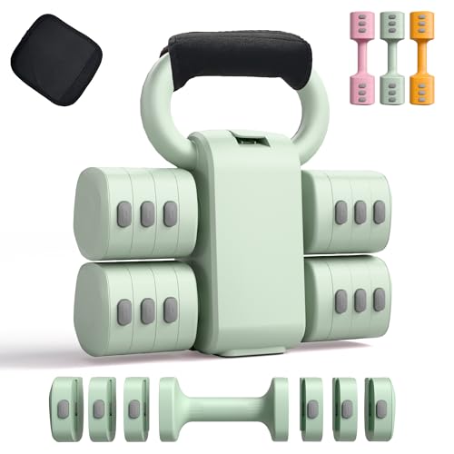 RYGEO 2-in-1 Adjustable Dumbbell Set for Women - 4 Levels (2.2lbs to 12.1lbs) - Home Gym Weights for Women at Home - Fitness Dumbbells - Image 1