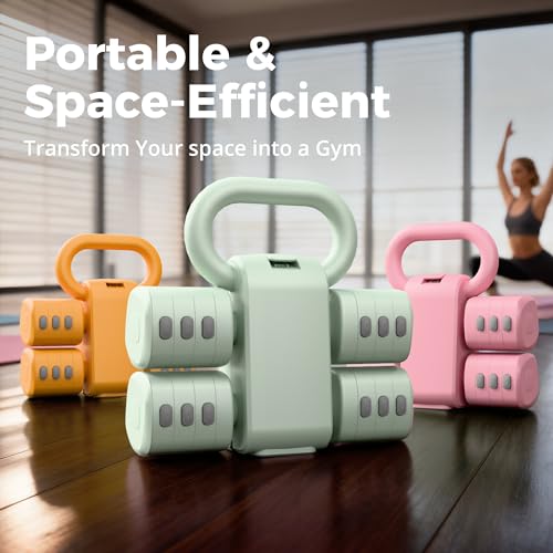 RYGEO 2-in-1 Adjustable Dumbbell Set for Women - 4 Levels (2.2lbs to 12.1lbs) - Home Gym Weights for Women at Home - Fitness Dumbbells - Image 2