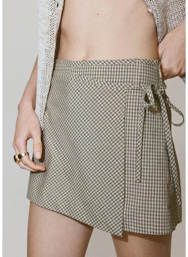 مانجو Checked Tie-Waist Skort