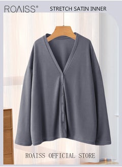 roaiss Women Ice Silk Long-Sleeved Cardigan Casual Regular-Fit Long-Sleeved Top Women's Solid Color Cardigan Women's Casual Versatile Ice Silk Knitted Sunscreen Clothing  - Image 5
