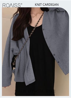 roaiss Women Ice Silk Long-Sleeved Cardigan Casual Regular-Fit Long-Sleeved Top Women's Solid Color Cardigan Women's Casual Versatile Ice Silk Knitted Sunscreen Clothing  - Image 3