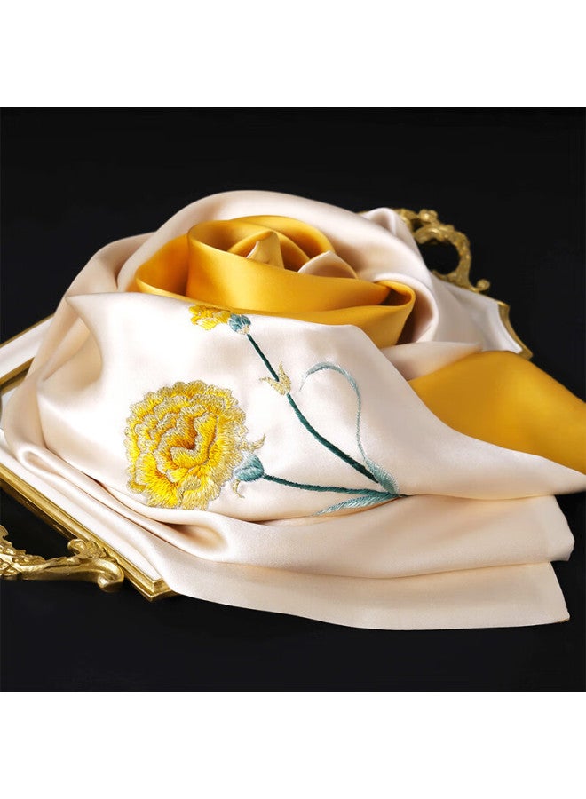 Hang Silk House Hangsifu Pure Silk Suzhou Embroidery Silk Scarf, Mulberry Silk Shawl, Gift For Elders, Mothers, Birthday, Mother's Day Present, High-end Gold - Image 2