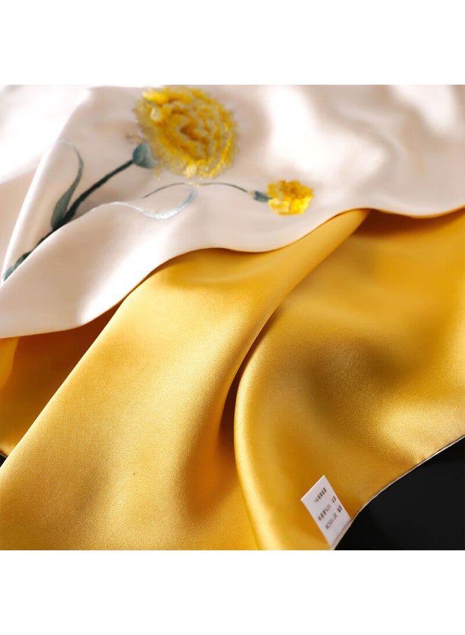 Hang Silk House Hangsifu Pure Silk Suzhou Embroidery Silk Scarf, Mulberry Silk Shawl, Gift For Elders, Mothers, Birthday, Mother's Day Present, High-end Gold - Image 5