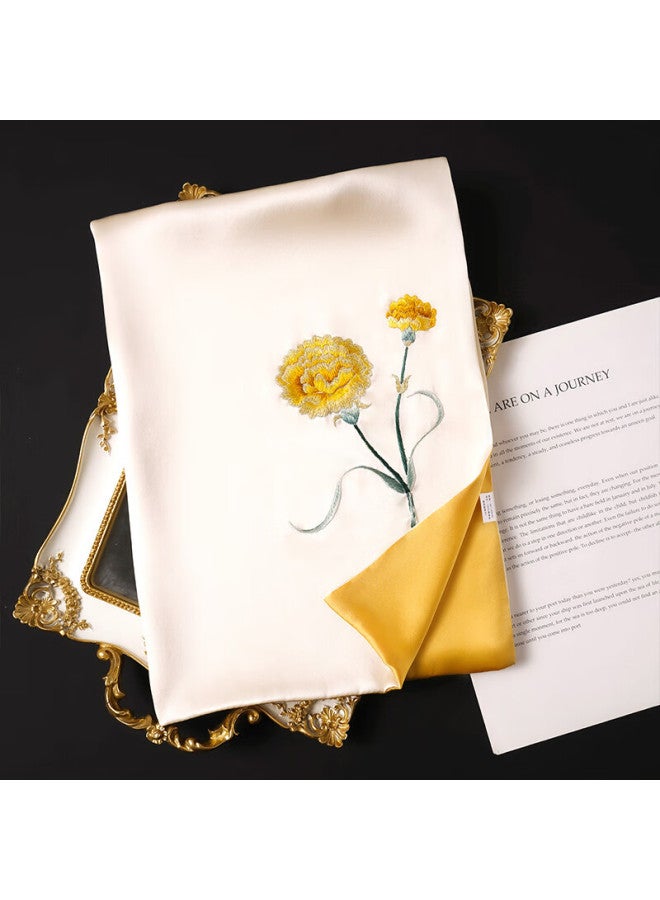 Hang Silk House Hangsifu Pure Silk Suzhou Embroidery Silk Scarf, Mulberry Silk Shawl, Gift For Elders, Mothers, Birthday, Mother's Day Present, High-end Gold - Image 3
