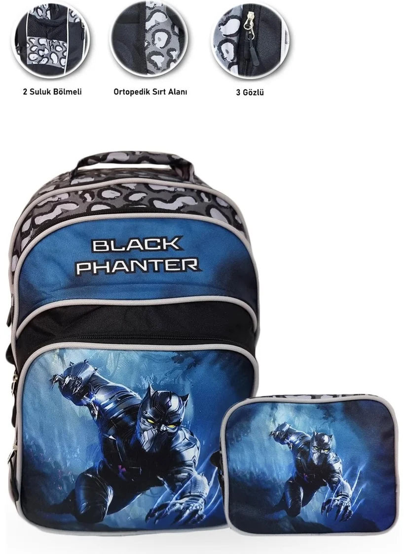 Masho Trend Pulo Black Panther School Bag + Nutrition - Black Panther Bag Boys Primary School Bag