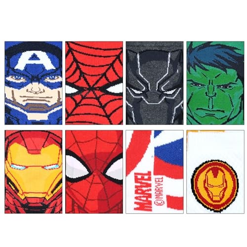 BALENZIA SocksXpress Marvel Men’s Crew Socks Gift Box | Pack of 8 Pairs | Calf-Length | Officially Licensed Avengers Superhero Combo | Combed Cotton Comfort, Durable Fit | Free Size (UK 6–10) - Image 3