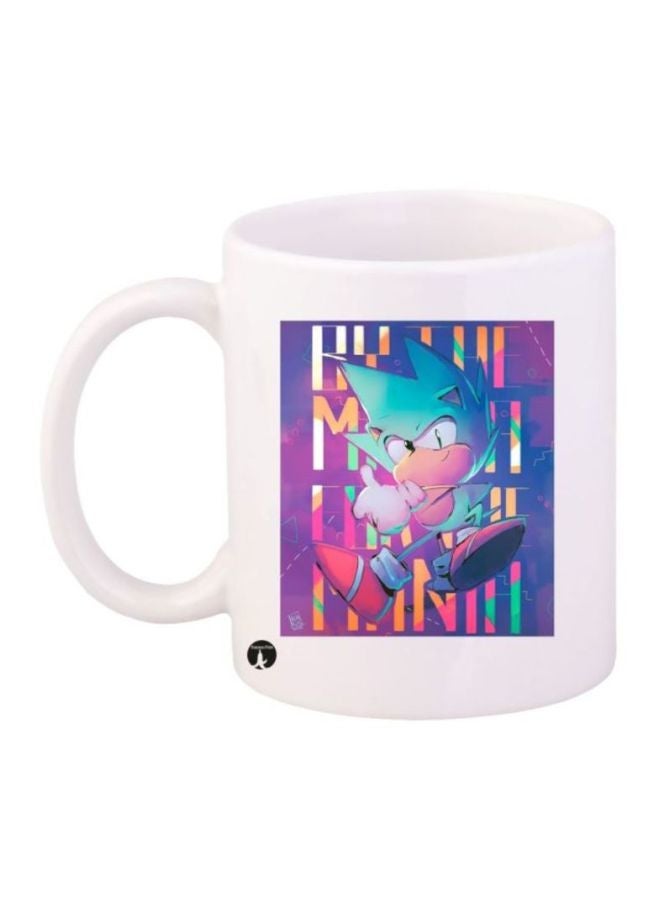 Sonic Printed Coffee Mug White/Green/Pink