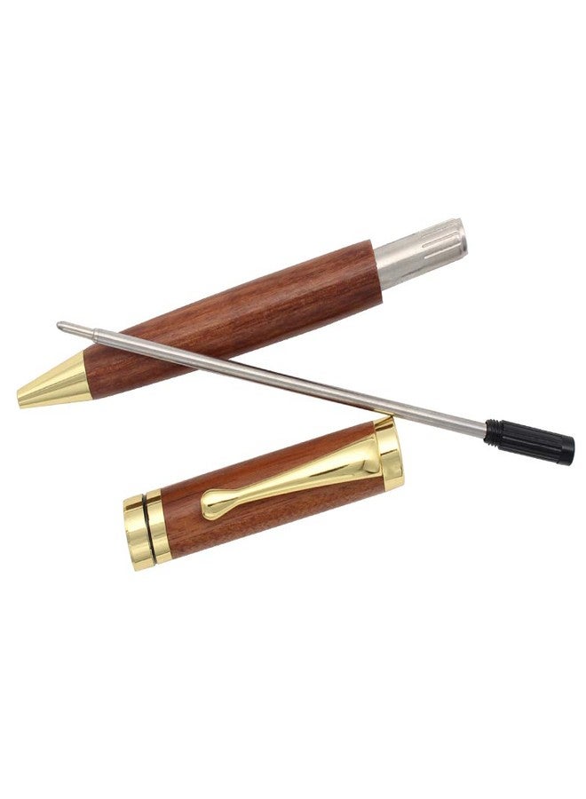 Gullor Handcrafted Rosewood Retractable Ballpoint Pen, Natural Wood Pen, Gold Clip - Image 4