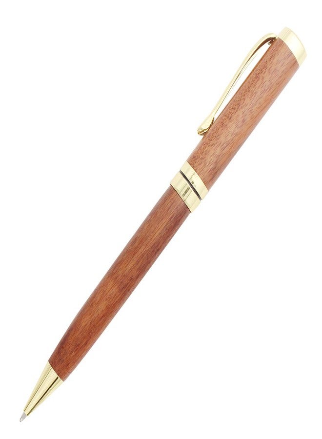 Gullor Handcrafted Rosewood Retractable Ballpoint Pen, Natural Wood Pen, Gold Clip - Image 1