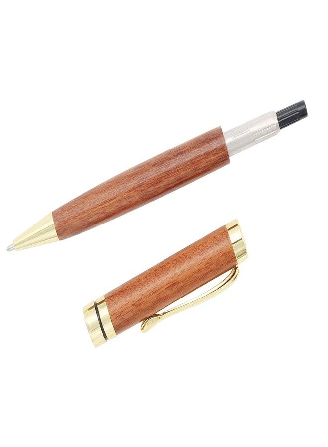 Gullor Handcrafted Rosewood Retractable Ballpoint Pen, Natural Wood Pen, Gold Clip - Image 3