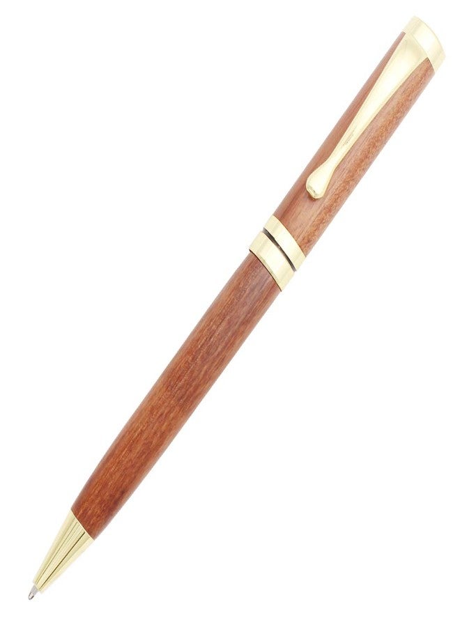 Gullor Handcrafted Rosewood Retractable Ballpoint Pen, Natural Wood Pen, Gold Clip - Image 2