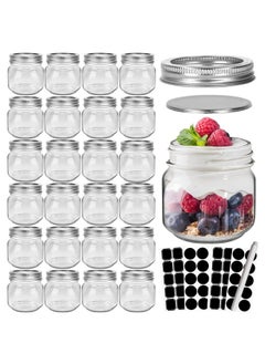 CycleMore CycleMore 24 Pcs 8oz Clear Glass Mason Jars With Regular Silver Separable Lids, 250ml Round Spice Canning Jars for Honey, Jam, Herb, Wedding Favors, Kitchen Storage, DIY Souvenir  - Image 1