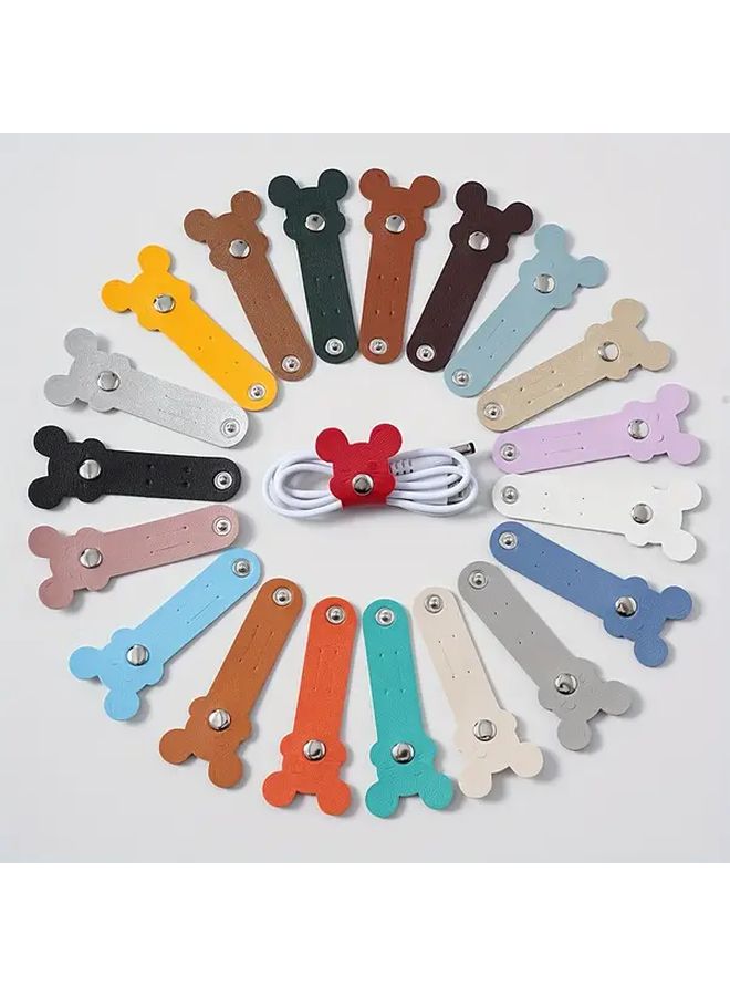 Mixcolor 20pcs Reusable Faux Leather Cable Ties Set Durable Cord Organizers for Home Office - Image 5