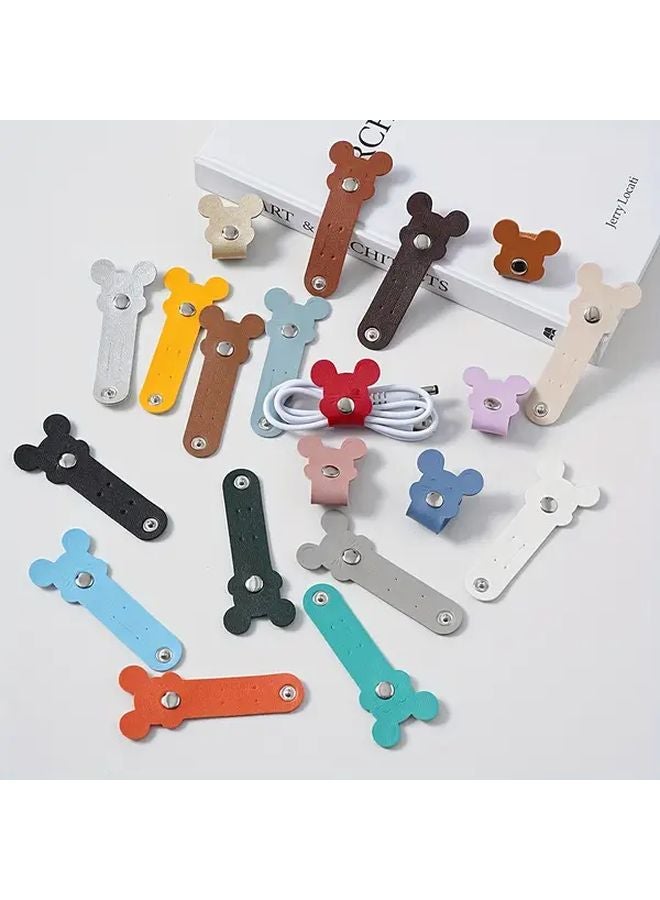 Mixcolor 20pcs Reusable Faux Leather Cable Ties Set Durable Cord Organizers for Home Office - Image 2