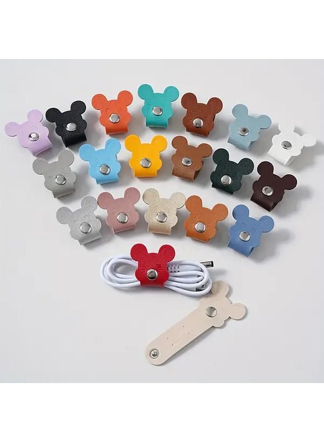 Mixcolor 20pcs Reusable Faux Leather Cable Ties Set Durable Cord Organizers for Home Office - Image 4