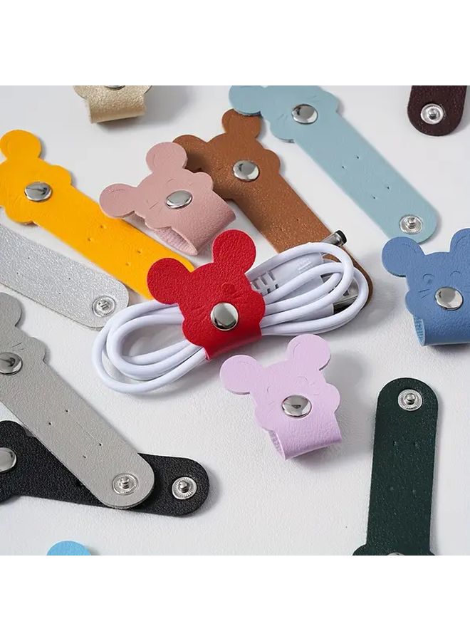 Mixcolor 20pcs Reusable Faux Leather Cable Ties Set Durable Cord Organizers for Home Office - Image 3