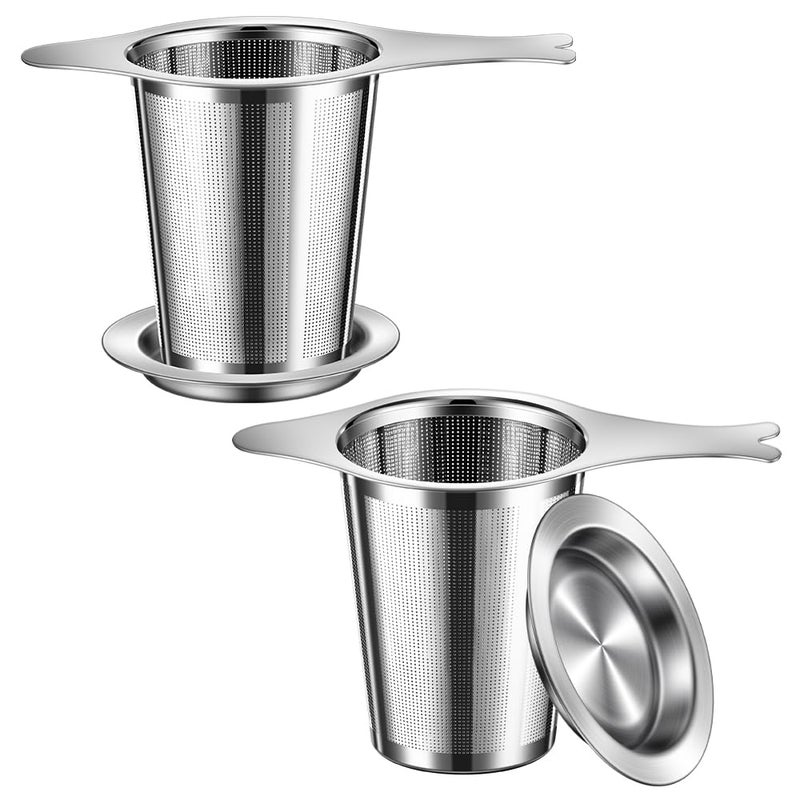 BOMANSI BOMS 2PCS Tea Infuser for Loose Leaf Tea, BOMANSI BOMS Loose Leaf Tea Steeper Strainer with Double Handles, Extra Fine Mesh Ball Infusers, Diffuser Holder Filter for Mugs, Tea Strainers for Loose Tea - Image 1