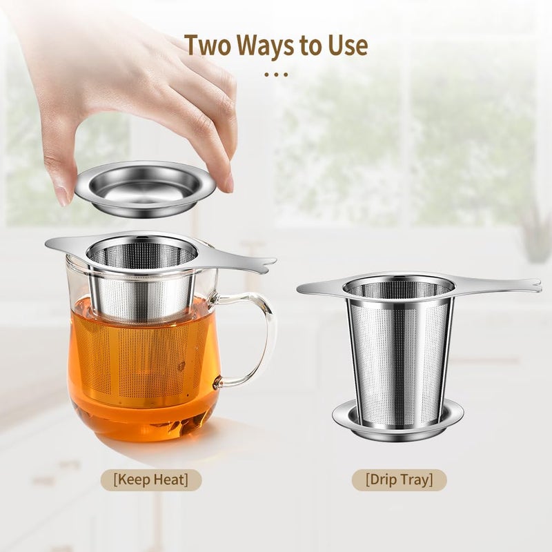 BOMANSI BOMS 2PCS Tea Infuser for Loose Leaf Tea, BOMANSI BOMS Loose Leaf Tea Steeper Strainer with Double Handles, Extra Fine Mesh Ball Infusers, Diffuser Holder Filter for Mugs, Tea Strainers for Loose Tea - Image 4