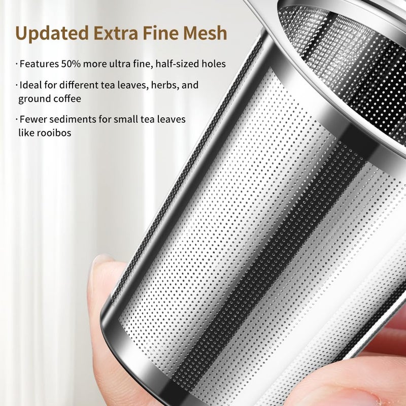 BOMANSI BOMS 2PCS Tea Infuser for Loose Leaf Tea, BOMANSI BOMS Loose Leaf Tea Steeper Strainer with Double Handles, Extra Fine Mesh Ball Infusers, Diffuser Holder Filter for Mugs, Tea Strainers for Loose Tea - Image 3