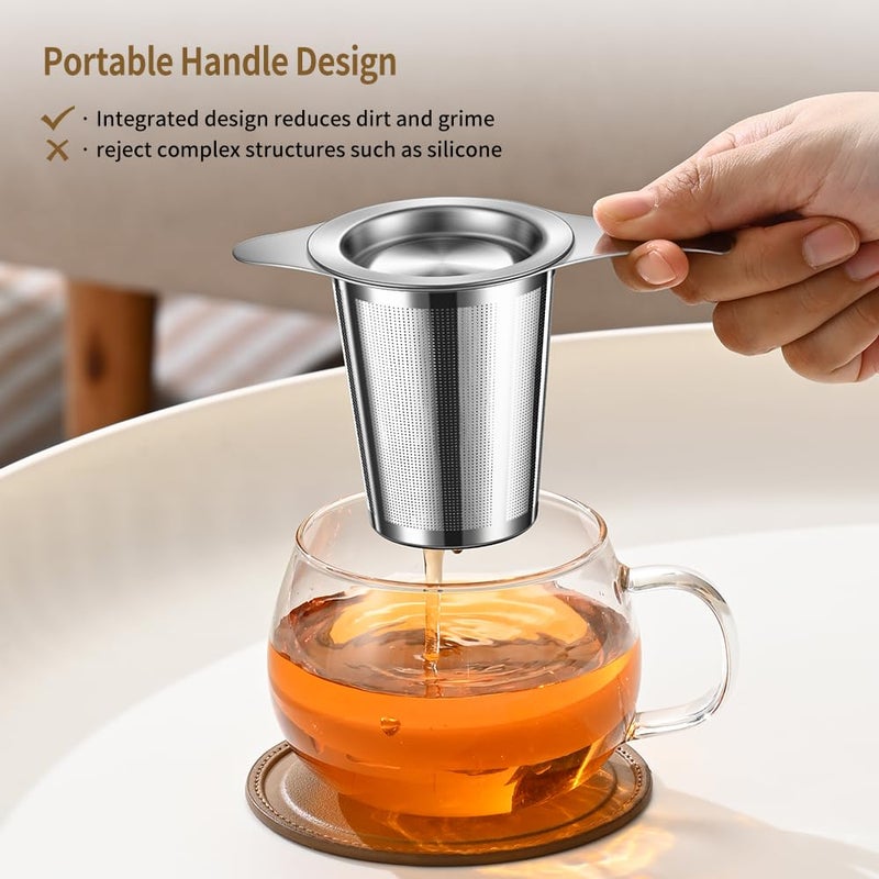 BOMANSI BOMS 2PCS Tea Infuser for Loose Leaf Tea, BOMANSI BOMS Loose Leaf Tea Steeper Strainer with Double Handles, Extra Fine Mesh Ball Infusers, Diffuser Holder Filter for Mugs, Tea Strainers for Loose Tea - Image 5