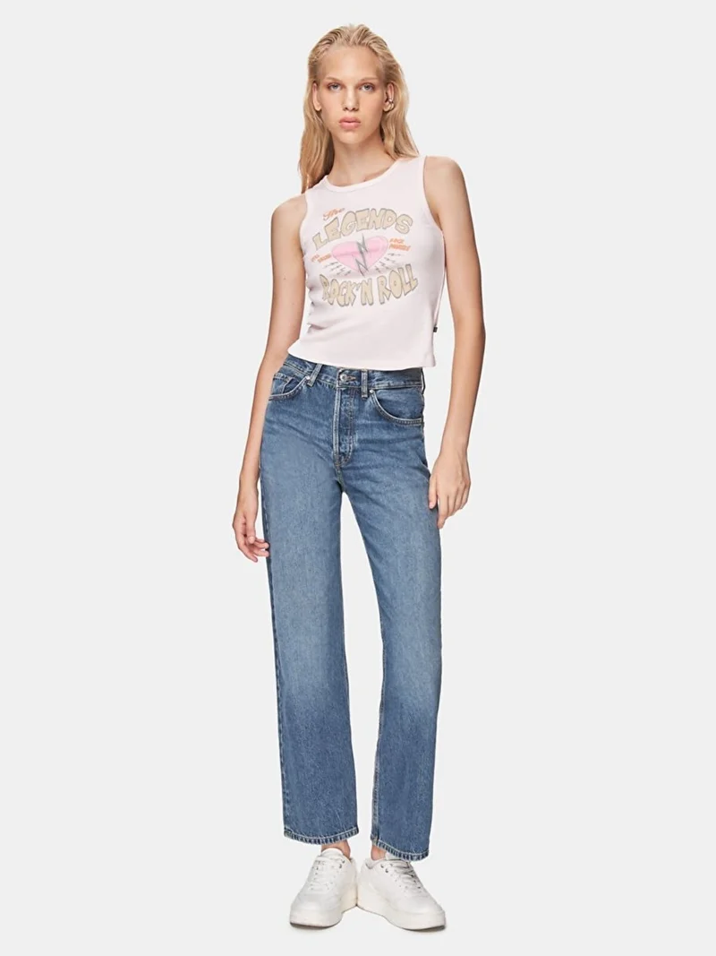 Women's Slogan Crew Neck Pink Tank Top