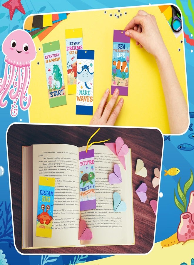 Jetec 80 Pcs Under The Sea Bookmark Inspirational Ocean Animals Fish Turtle Bookmark with Ribbon Motivational Sea Life Page Clips for Summer Classroom Back to School Gifts - Image 4