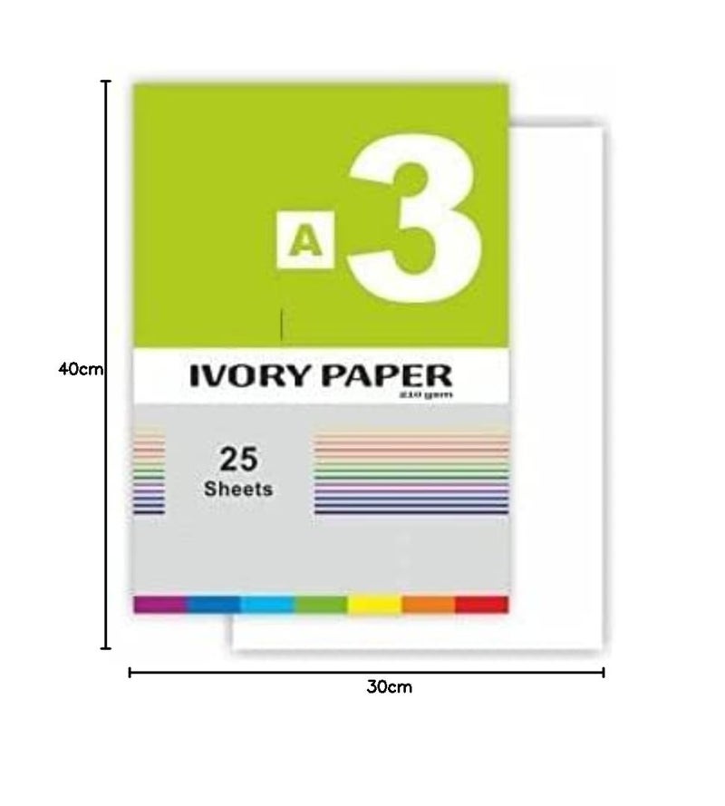 FIRST CLICK A3 Ivory Paper 25 Drawing Sheets Watercolor Papers Pack of 25 Sheet White 210 GSM - Image 4