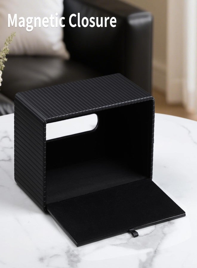 MEIBOOCH Extra Large Tissue Box Cover for Standard Size 180 to 230 Count Box of Tissues, PU Leather Rectangle Tissue Holder with Magnetic Closure (Black) - Image 3