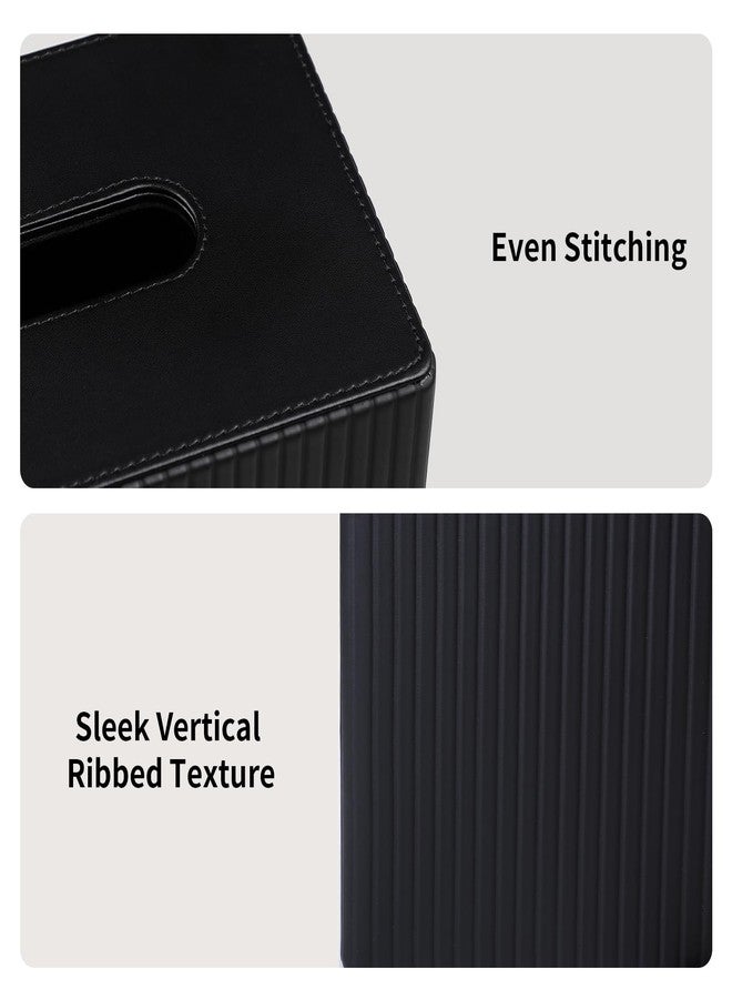 MEIBOOCH Extra Large Tissue Box Cover for Standard Size 180 to 230 Count Box of Tissues, PU Leather Rectangle Tissue Holder with Magnetic Closure (Black) - Image 4
