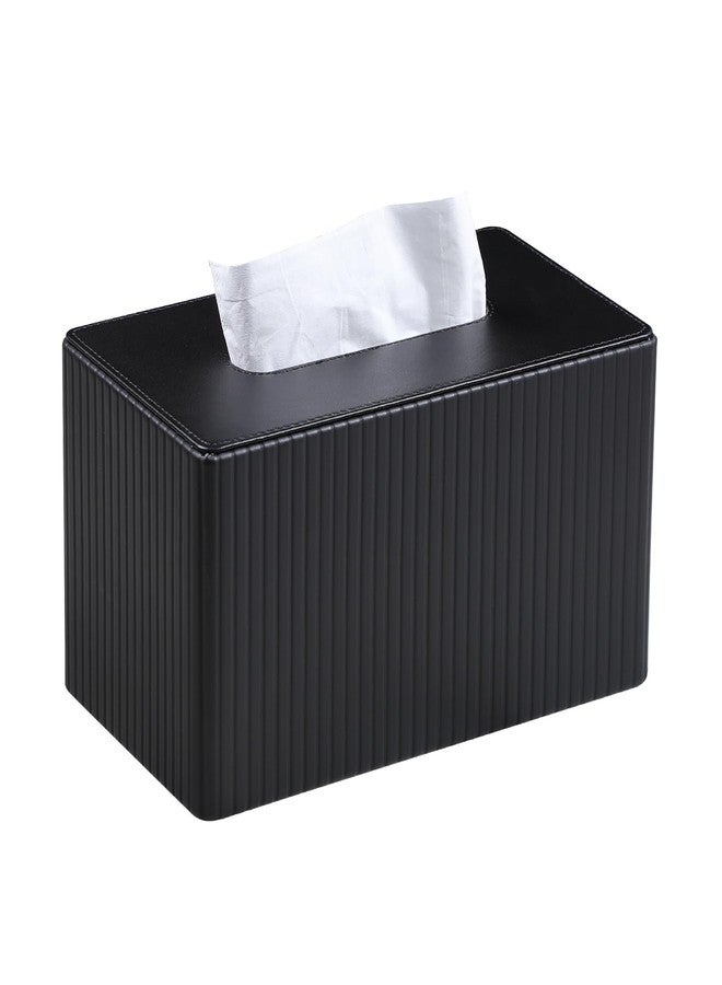 MEIBOOCH Extra Large Tissue Box Cover for Standard Size 180 to 230 Count Box of Tissues, PU Leather Rectangle Tissue Holder with Magnetic Closure (Black) - Image 1