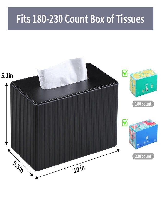MEIBOOCH Extra Large Tissue Box Cover for Standard Size 180 to 230 Count Box of Tissues, PU Leather Rectangle Tissue Holder with Magnetic Closure (Black) - Image 2