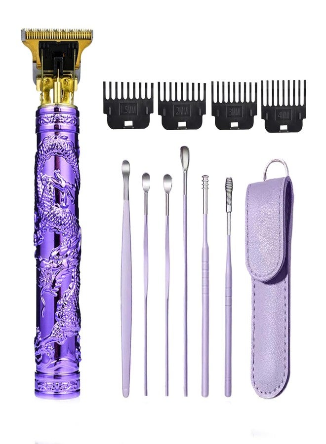 YIPINER Hair Clippers for Men, Cordless Hair Clippers, Travel Small Hair Clipper 5.7" Hair Clipper Classical Sculpting Styling Rechargeable Hair Remover with 6 Pieces Earpick (Purple) - Image 1