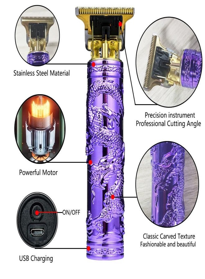 YIPINER Hair Clippers for Men, Cordless Hair Clippers, Travel Small Hair Clipper 5.7" Hair Clipper Classical Sculpting Styling Rechargeable Hair Remover with 6 Pieces Earpick (Purple) - Image 3